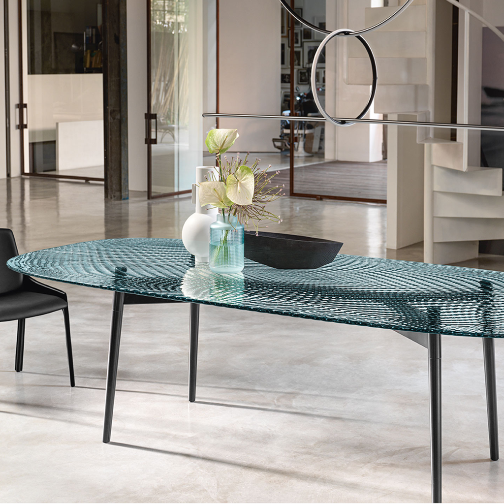 Table Coral Beach FIAM Bordeaux – design italien en verre