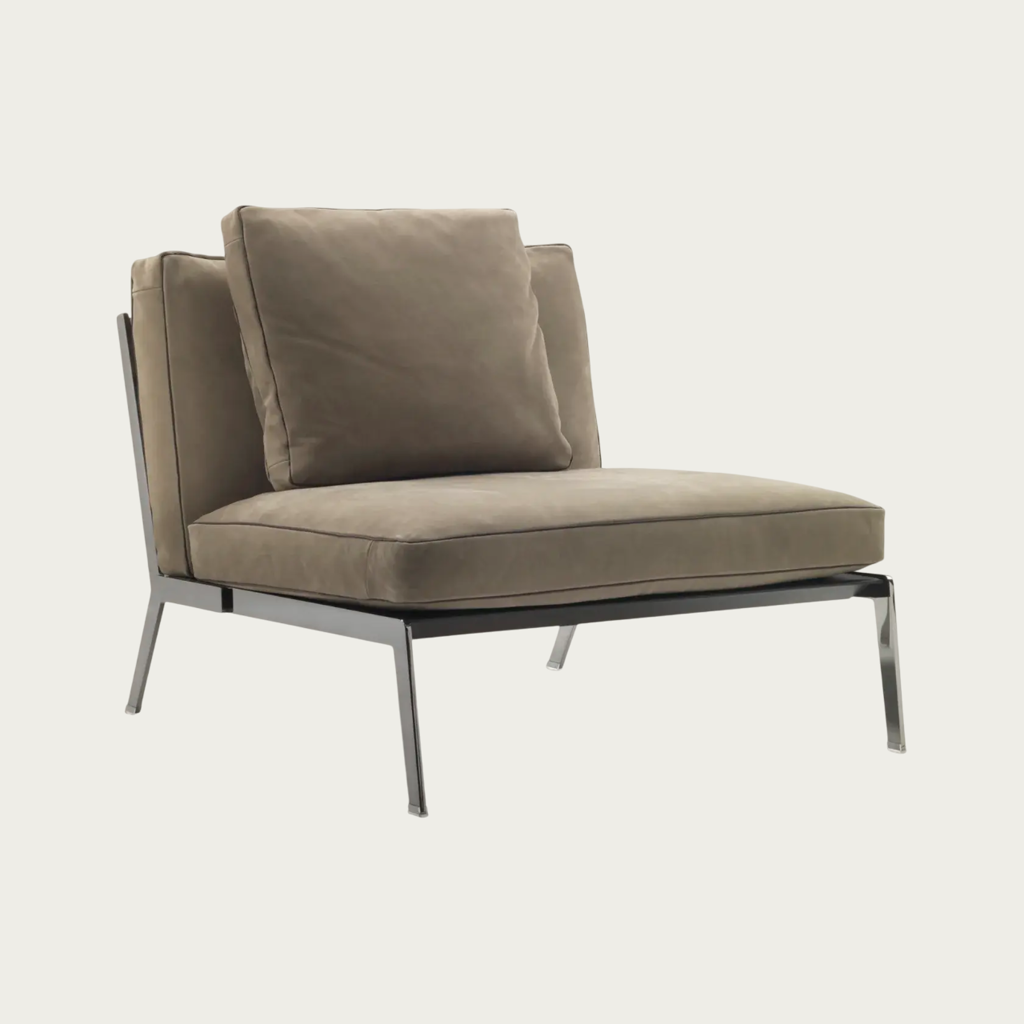 Chauffeuse Happy Flexform en métal et cuir tressé – Maison Pruilh Bordeaux