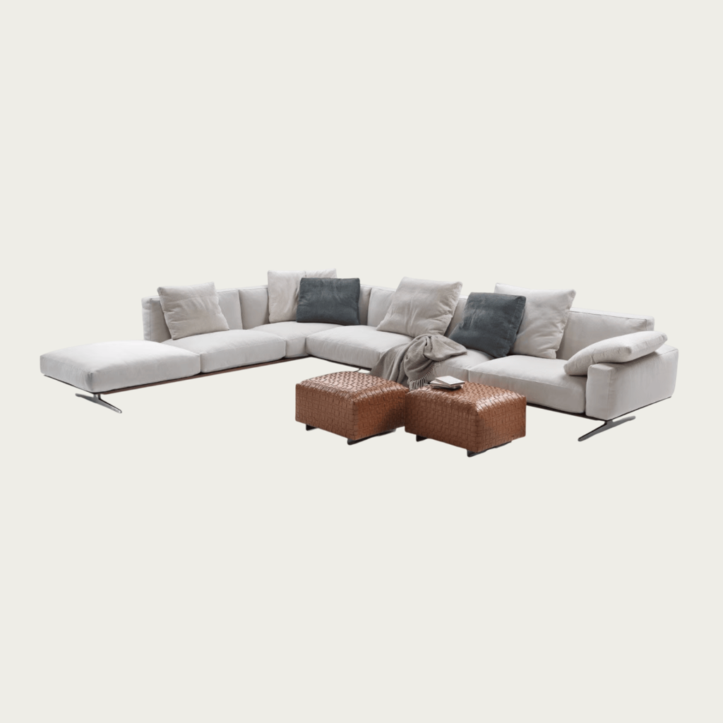 Canapé Soft Dream Flexform avec assise profonde et coussins plume, disponible chez Maison Pruilh Bordeaux
