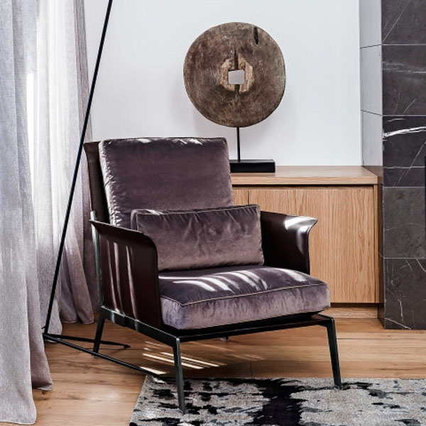 Fauteuil Happy Hour Flexform cuir et métal design – Maison Pruilh Bordeaux